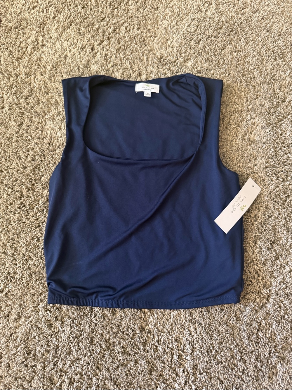 Square Neck Navy Stretch Tank Top by Live in the Moment